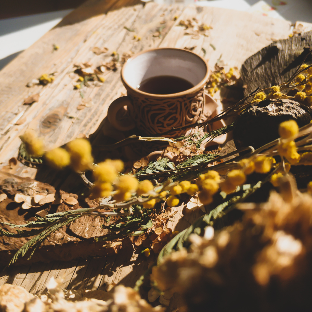 Fleurs de camomille séchées prêtes pour une infusion apaisante.